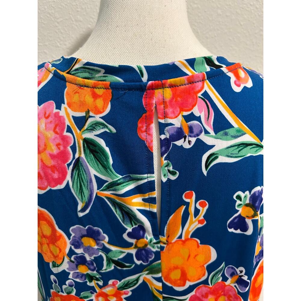 Vince Camuto Womens Floral Crewneck Split Back Keyhole Tank Top XL Sleeveless - Picture 5 of 9